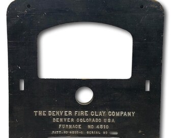 Stampo industriale in legno antico della Denver Fire Clay Company – Forno n. 4510 – Grande stampo da 22 pollici per fabbrica di argilla refrattaria.