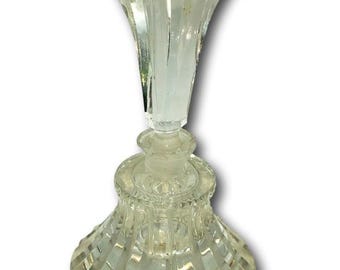 Vintage Pressed Glass Perfume Bottle Stopper Decanter Art Deco Style