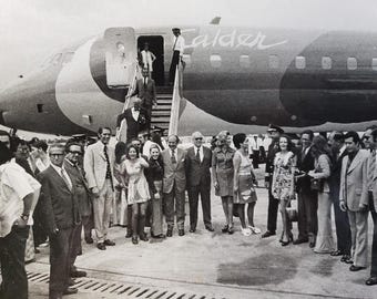 Lotto di foto d'epoca del jet Braniff Calder / 3 foto originali 8x10 della compagnia aerea / Materiale effimero dell'aviazione