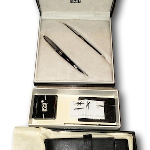 Montblanc Meisterstück Solitaire Pinstripe Set – Fountain & Ballpoint Pens with Case
