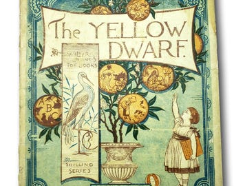 Libro antico per bambini: Il nano giallo, illustrazioni di Walter Crane, tavole a colori vittoriane