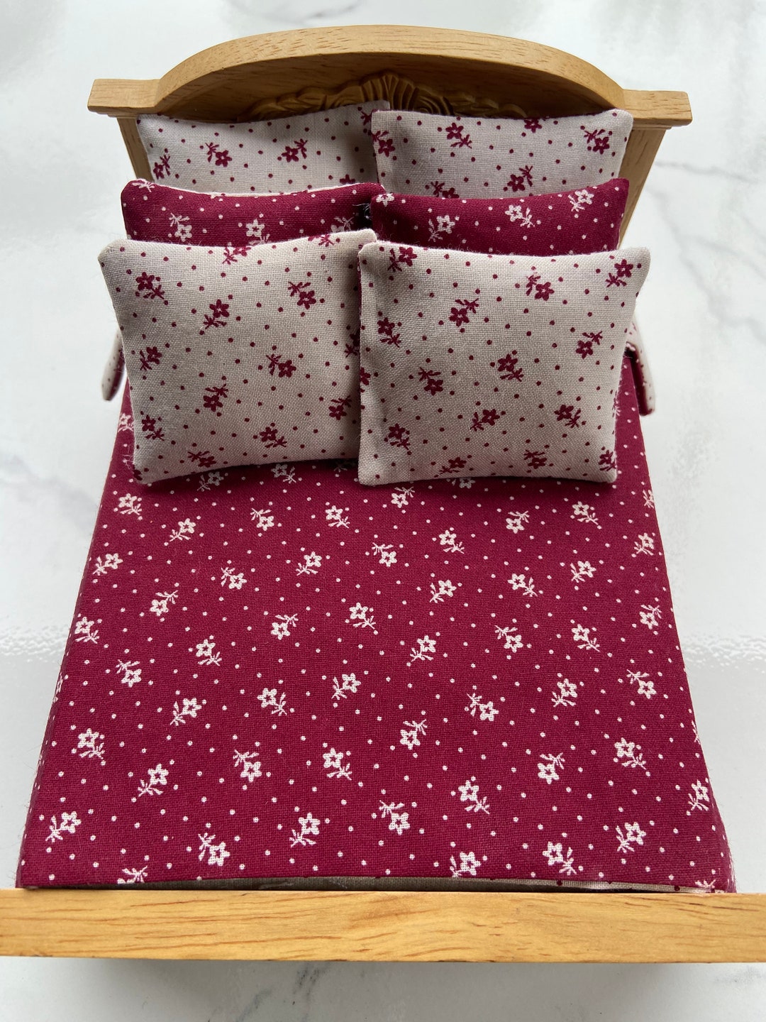 Miniature Dollhouse Bedspread Comforter Blanket With 6 Pillows Etsy