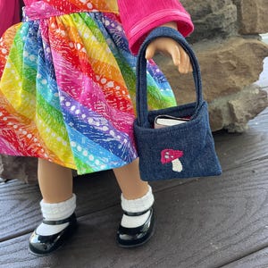 18&quot; Doll Tote Bags, Denim, Embroidered