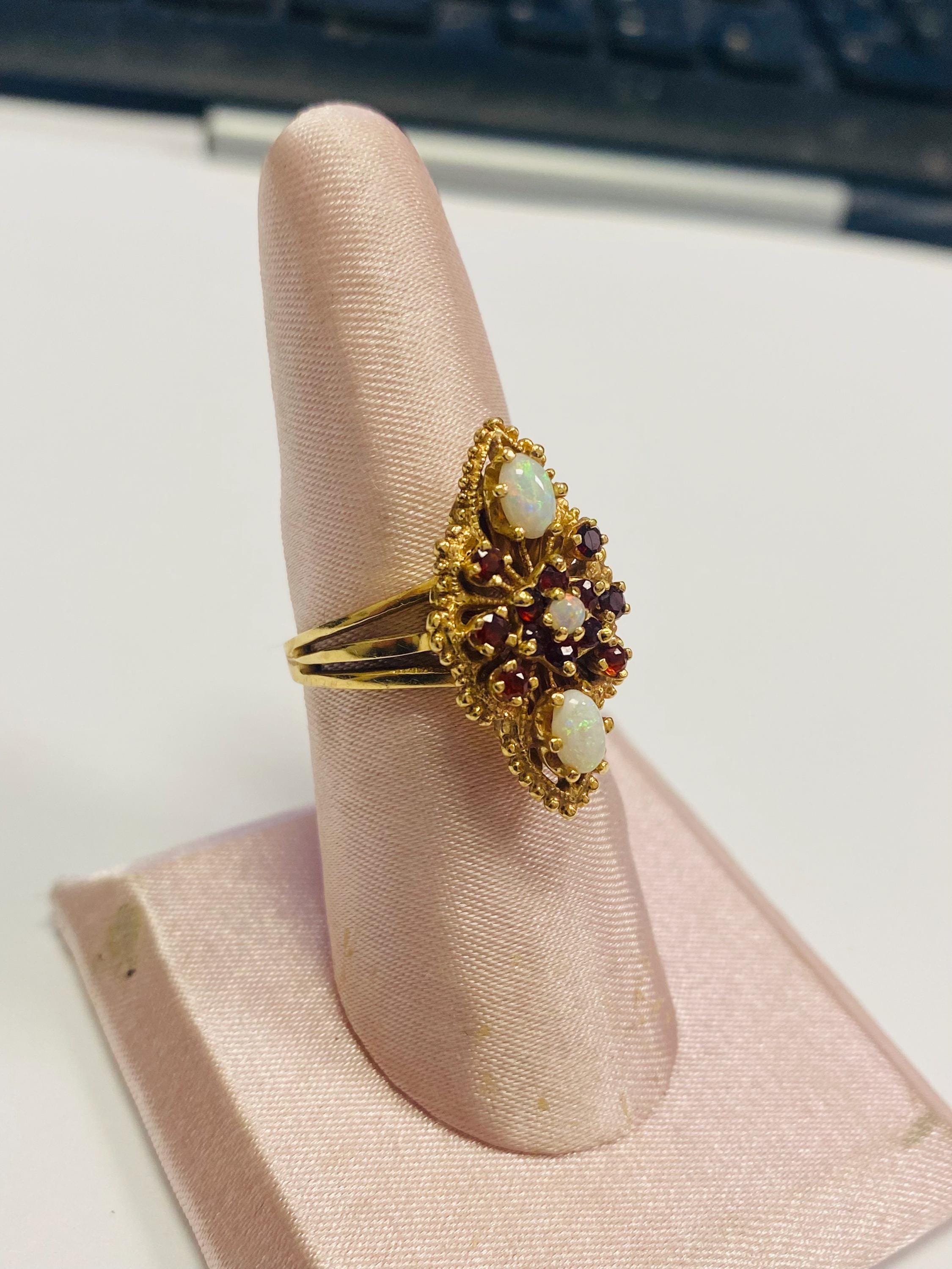 Opal + Ruby 14k GOLD Vintage Antique Ladies Ring**** Size 8 - Etsy
