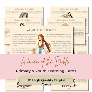 Digitale kaarten voor vrouwen van de Bijbel, basisles Oude Testament, LDS-visuals, Come Follow Me, gezinsavond, leskaarten voor jongeren