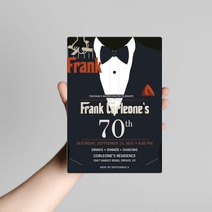 Godfather Birthday Invitation | Men’s 70th birthday invite, Italian Mafia Party Invite, Mobster Theme, Al Pacino Invite, 70th Invite