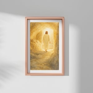 He is Risen - Christ Exits the Tomb, Resurrected Christ Digital Poster, Look Unto Christ, Easter Jesus Christ Painting, Easter Sunday