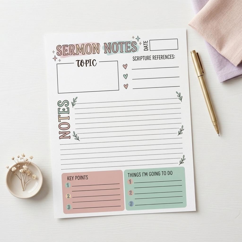 Sermon Notes Printable | Christian Worksheet, Bible Study Page, Church ...