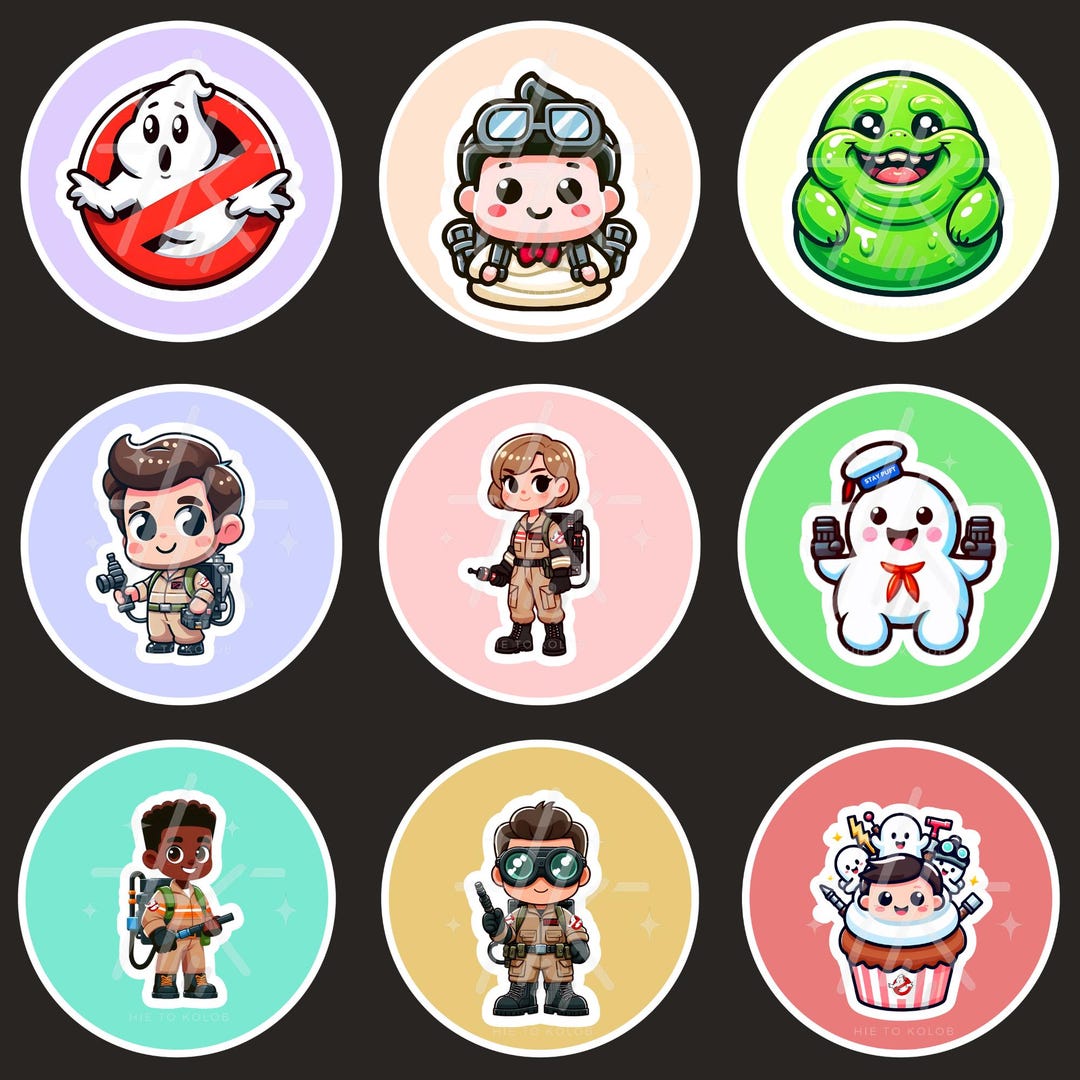 Cute Ghostbusters Cupcake Topper Sci-fi 2" Instant Download for ...