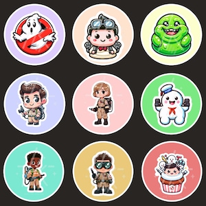 Niedliche Ghostbusters Cupcake Topper Sci-Fi 2 &quot;Sofort Download für Geburtstagsparty Event Slimer Stay Puft Marshmallow Man Digital Printable