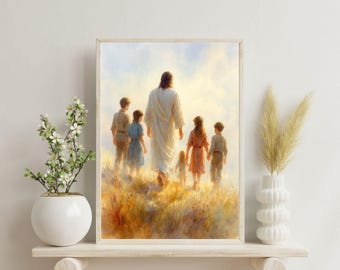 Camina conmigo – Tema para jóvenes SUD 2026 / Arte mural cristiano de Moisés 6:34, Jesús caminando con jóvenes