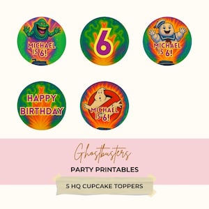 Ghostbusters Cupcake Toppers | Personalized Birthday Party Decor,  Slimer, Stay Puft, Ghost Logo, Ectoplasm Designs, Ghostbusters Birthday