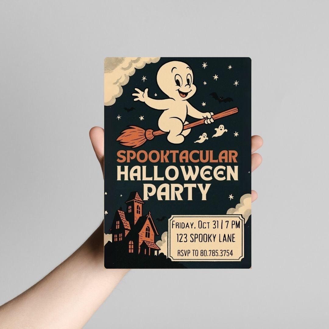 Retro Casper Halloween Party Invitation: Spooktacular 90s Ghost Theme ...