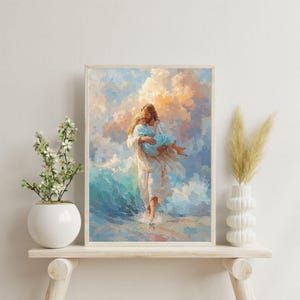 I Will Deliver You | Jesus Carrying Child Painting, Christian Wall Art, Religious Jesus and Child Painting, Christian Home Decor, LDS Gift