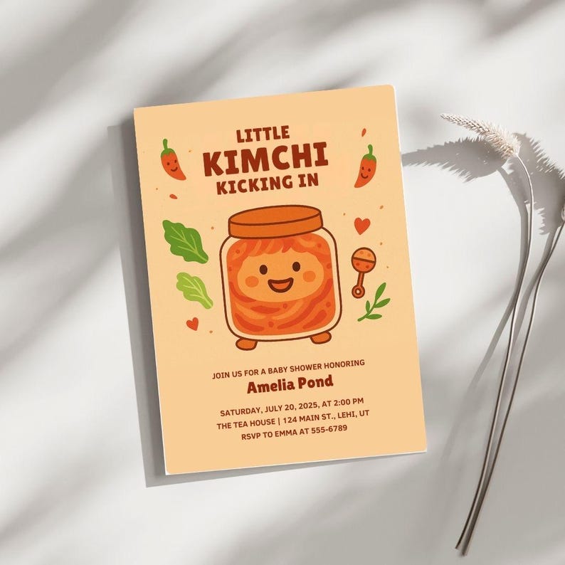 Littlekumchie Little Kimchi Baby Shower Invitation | Korean Baby Shower, Asian Baby ...