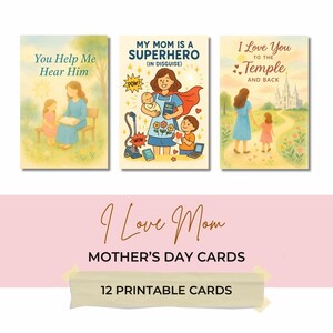 Tarjetas de felicitación para el Día de la Madre / 12 tarjetas imprimibles para Primaria, actividad para niños, tarjeta de cumpleaños para mamá, tarjetas para el Día de la Madre, un regalo especial para mamá