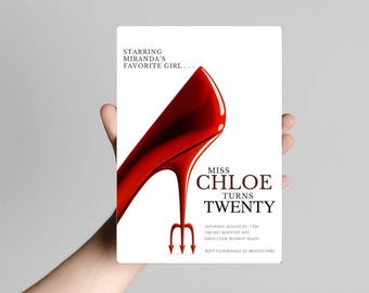 The Devil Wears Prada Birthday Invitation | Fashion Party Invite, Miranda Priestly Invite, Fancy Movie Invite, Red Heel Invite, Glam Invite
