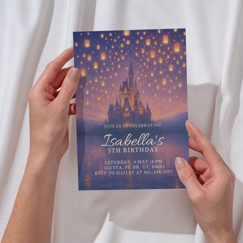 Floating Invite Floating Lantern Birthday Invitation | Rapunzel Party Invite, Magical ...