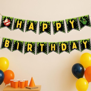 Ghostbusters Girlande, Geburtstagsbanner, Girlande Party Banner für Kinder, Geburtstag Ghostbusters Thema, Stay Puft, Ghostbusters Geburtstagsdeko
