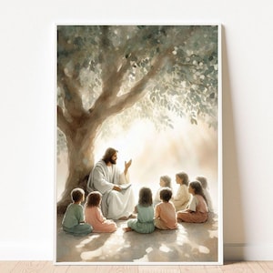 Christus mit Kindern | Jesus Christus digitales Poster, schau zu Christus, LDS primar bedruckbar, Jesus lehrt Kinder, ich bin ein Kind Gottes