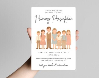 Invitation à une présentation primaire SDJ | Modèle d'invitation au programme primaire SDJ, imprimable Programme primaire SDJ, carte d'église SDJ