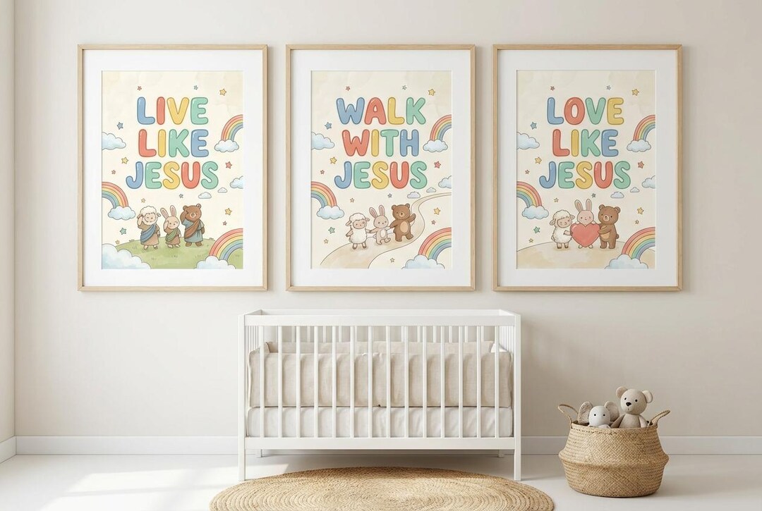 Christian Wall Art for Kids Set of 3 | Sunday School Classroom, Church ...