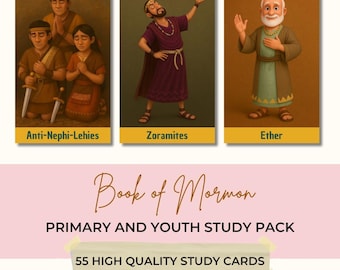 Book of Mormon Study Cards | 55 Character Cards, LDS Youth Seminary Guide, Primary, Come Follow Me Study Tool, Primary Sharing Time