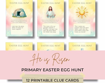 Pistas para la búsqueda de huevos de Pascua / Búsqueda del tesoro de huevos de Pascua de la Primaria SUD, Él ha resucitado, Diversión de Pascua, Pistas para la búsqueda de Pascua