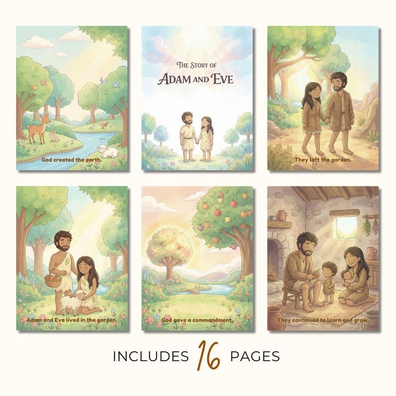 Adam and Eve Flip Chart for Kids | Bible Story Printable, LDS Come ...