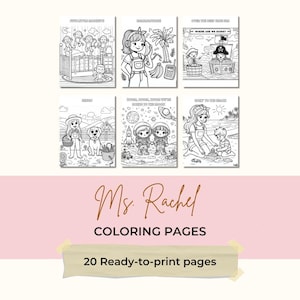 Ms Rachel Coloring Pages Ready to Print, Instant Download, Ms Rachel Worksheet for Kids, Activity Sheet Homeschool, Ms Rachel Crafts