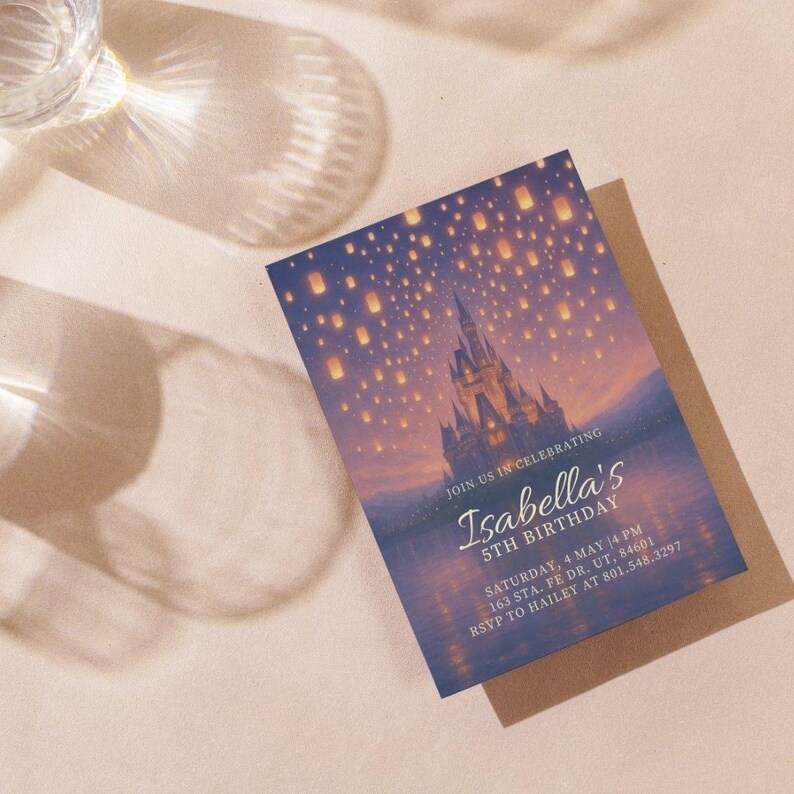Floating Invite Floating Lantern Birthday Invitation | Rapunzel Party Invite, Magical ...