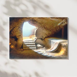 Empty Tomb Painting | He Is Risen Art, Christian Easter Decor, LDS Resurrection Printable, Religious Wall Art, Jesus Christ Painting