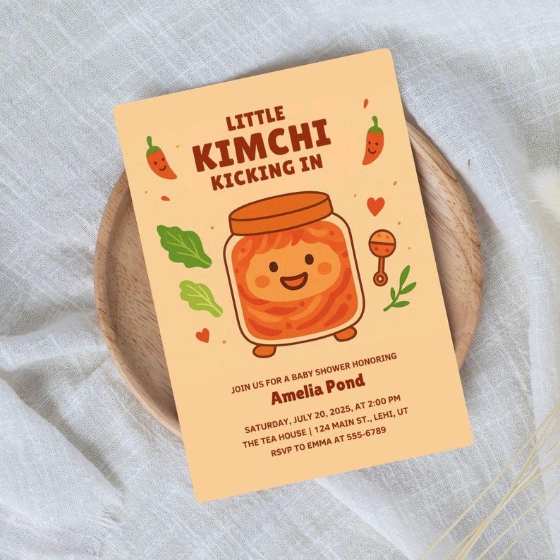 Littlekumchie Little Kimchi Baby Shower Invitation | Korean Baby Shower, Asian Baby ...
