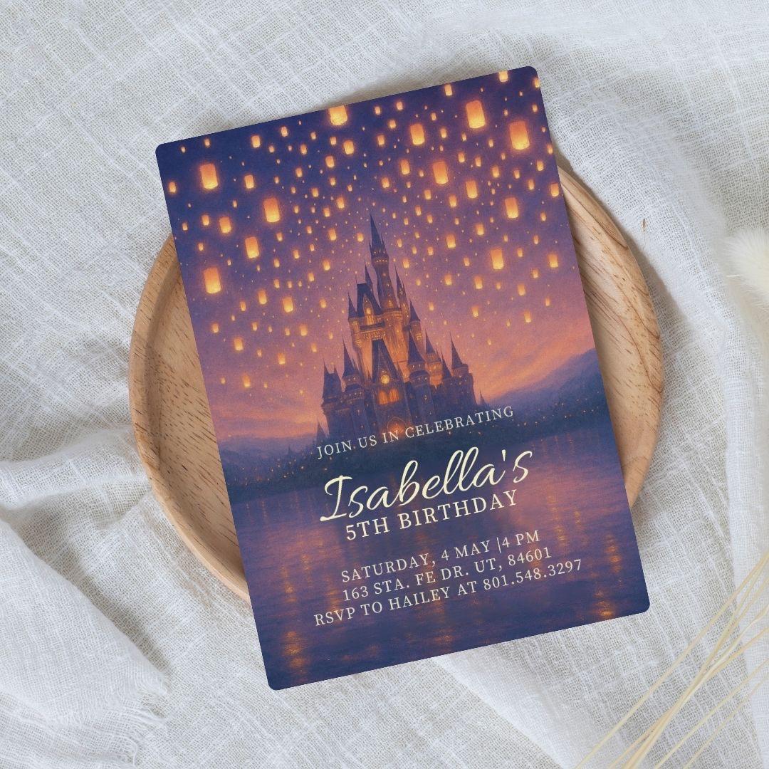 Floating Invite Floating Lantern Birthday Invitation | Rapunzel Party Invite, Magical ...