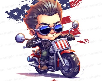 America Dude Kid PNG Shirt Design PNG, All American Boy, 4 juli PNG, Onafhankelijkheidsdag, Biker Dude en ster, 4 juli Design Downloads