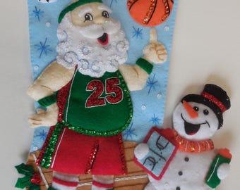 Finished Christmas Stocking - Basketball Santa