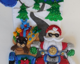 Finished Christmas Stocking - Cruising To Town