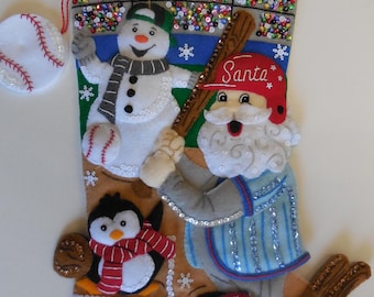 Finished Christmas Stocking - Home Run Santa