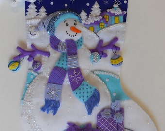 Finished Christmas Stocking - Frosty Night