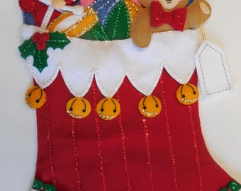 Finished Jumbo Christmas Stocking - 28" Chock Full of Toys