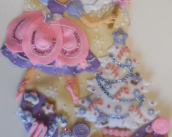 Finished Christmas Stocking - Sugar Plum Dreams