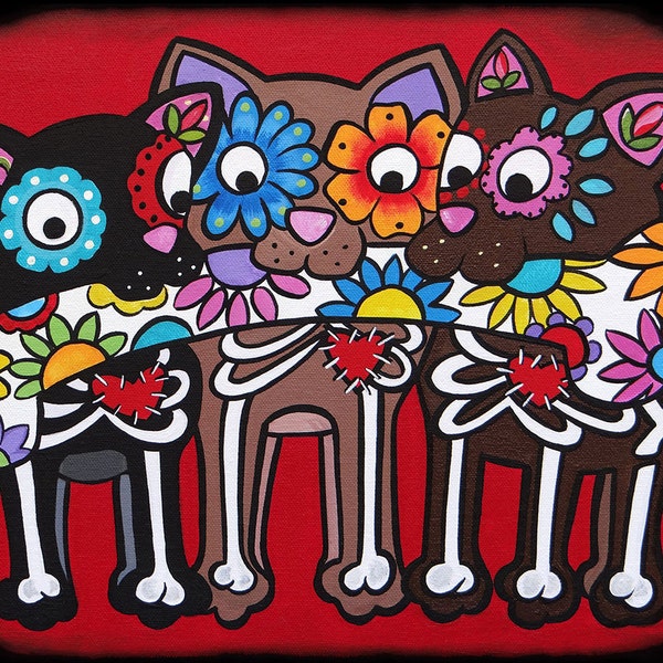 Day of The Dead "3 Amigos" by Melody Smith