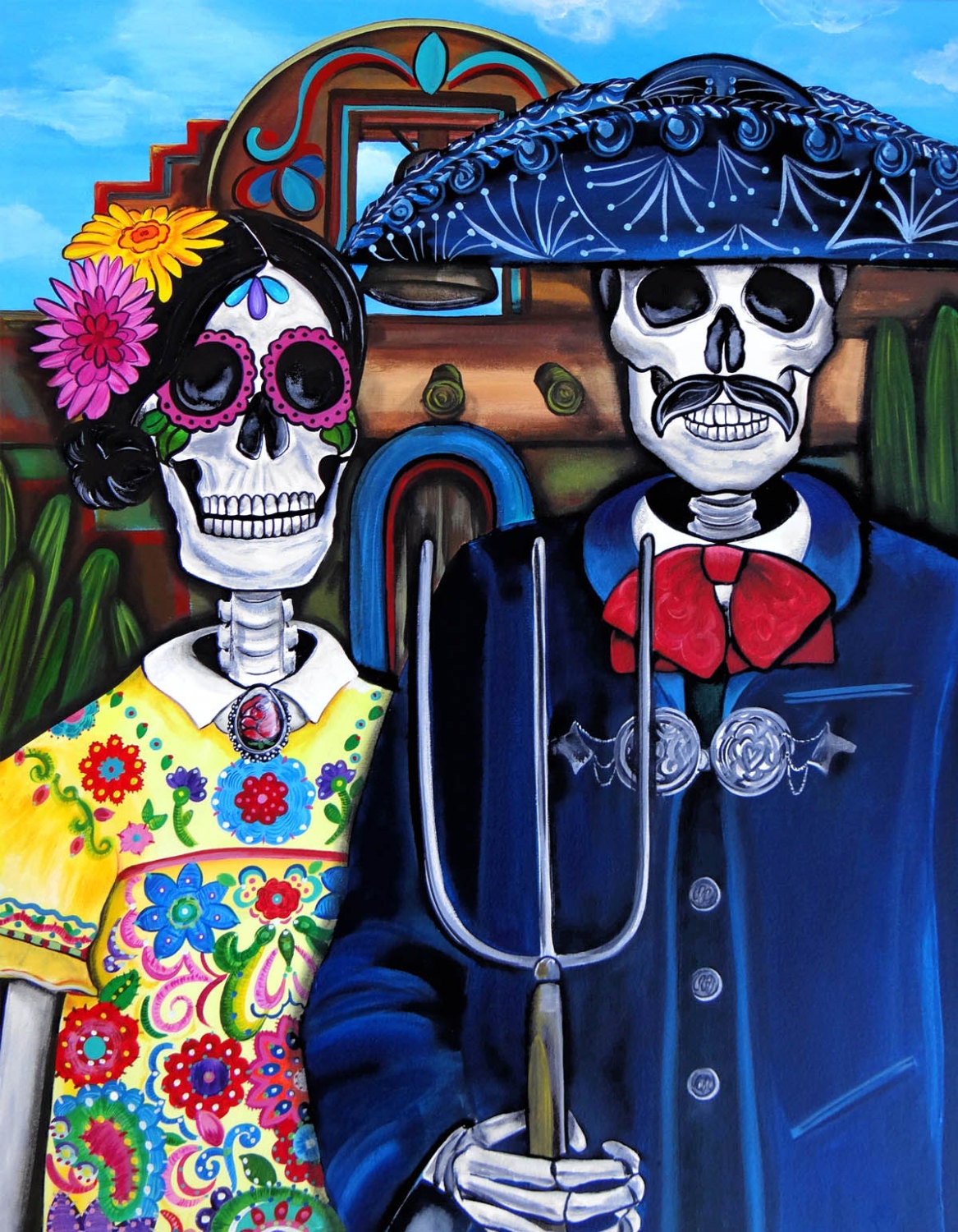 Mexican-american Gothic Day of the Dead Art by Melody Smith - Etsy