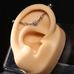 4G Zirconia Chain/Ear Bridge Piercing/Industrial Barbell Piercing/Cartilage Earring Stand Jewelry 38mm