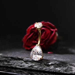 14G G23 Titanium Navel Piercing Teardrop Shape Jewelry Clear CZ Jewelry Internal Thread Curved Navel Piercing 10mm