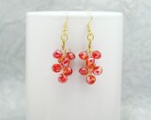 Red Hot Berries - Crocheted machine cut crystal and wire earrings in brilliant red