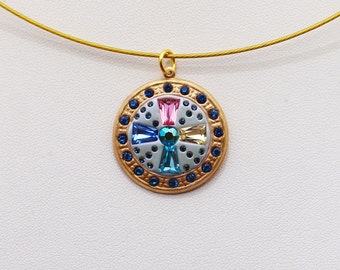 春のパステル - 鮮やかなスワロフスキーペンダント、春の色合い - ピンク、アクア、ジョンキル、サファイアのOOAK