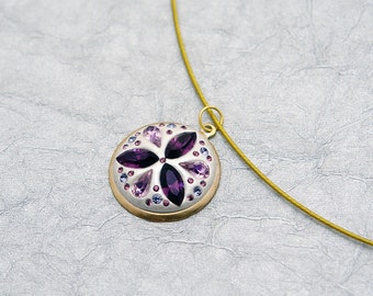 タンザナイト付きディープパープルアメジストスワロフスキーペンダント - OOAKとキラキラ