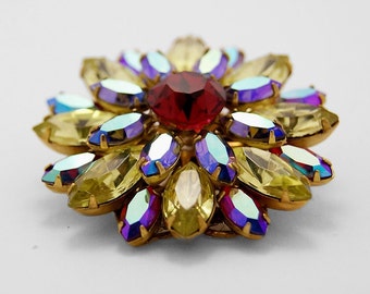 見事なキラキラ輝くジョンキル ブロッサム ブローチ/ペンダント - ヴィンテージ ストーン - OOAK