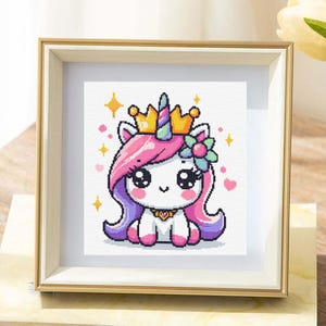 Unicorn Princess Cross-Stitch Pattern - DIY Needlework